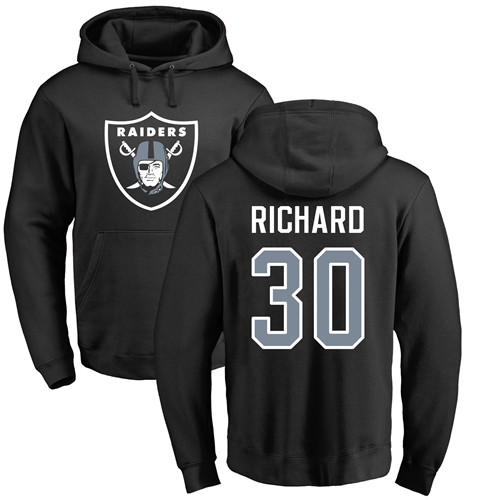 Men Oakland Raiders Black Jalen Richard Name and Number Logo NFL Football #30 Pullover Hoodie Sweatshirts